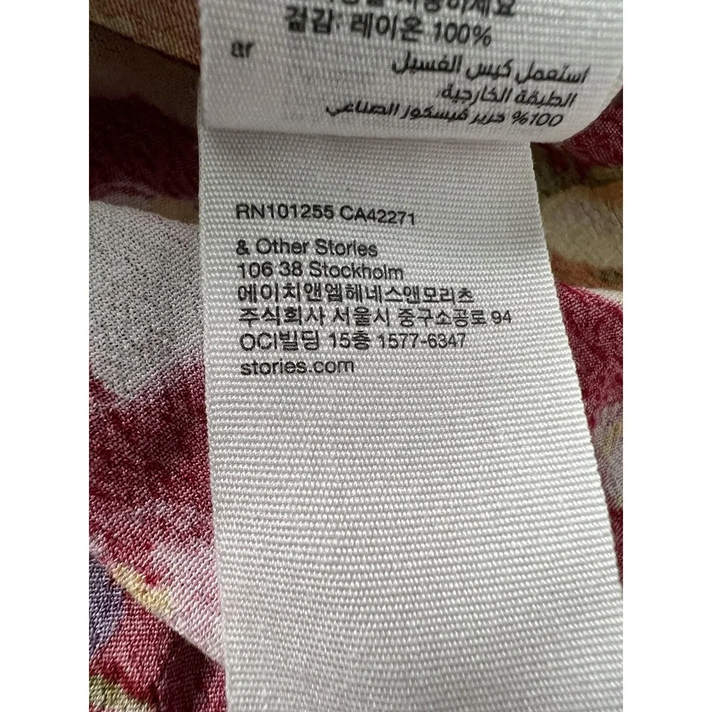 & Other Stories Floral‎ Mini Dress Sz US 8 Batwing Flowy Casual Beach Resort - Picture 7 of 10